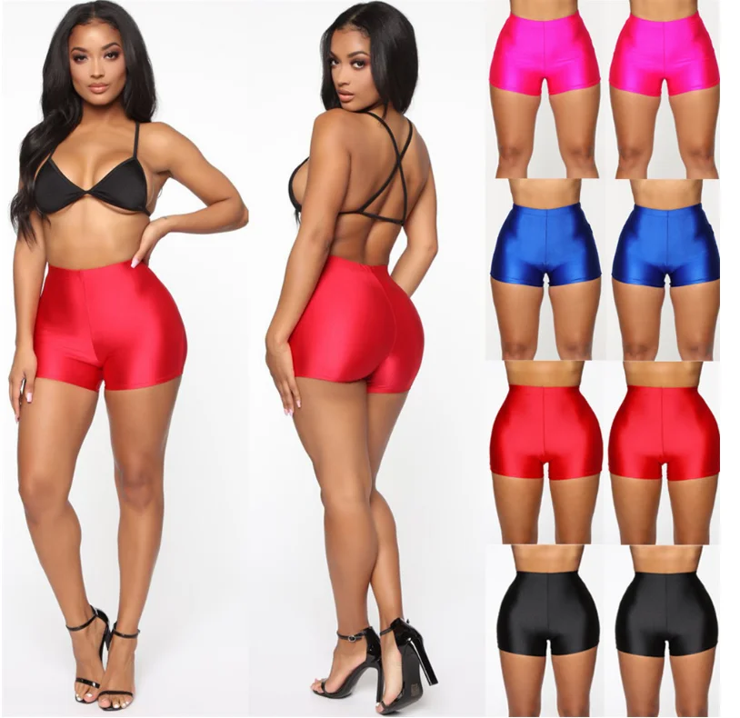 

Summer Women Casual Stretch Skinny Running Sports Shorts Elastic High Waist Fitness Shorts Hot Shorts