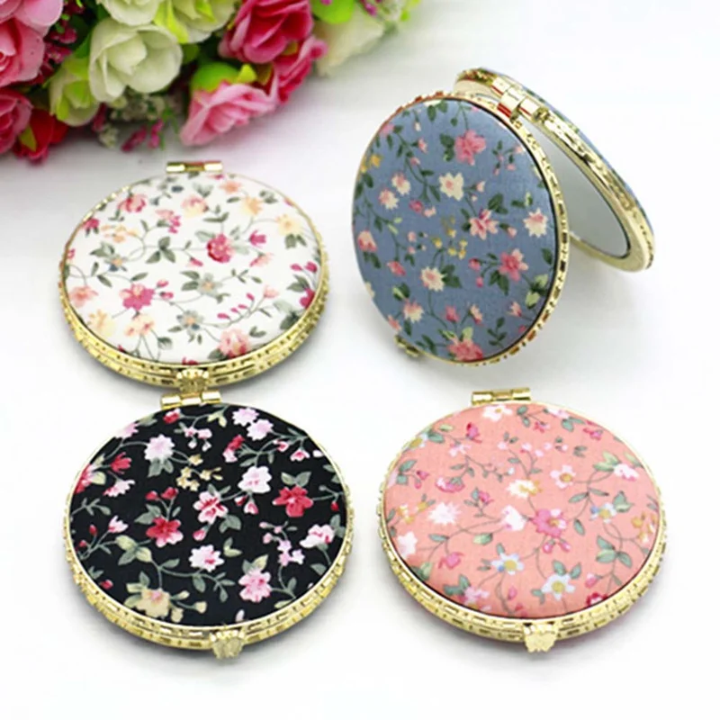 

1pc Mini Makeup pretty Pocket Floral Portable Two-side Folding Make Up Mirror Women Vintage Cosmetic Mirrors For Gift