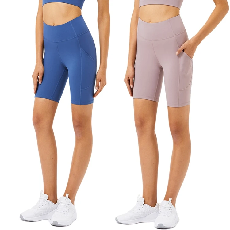 

Latest OEM ODM Four Way Stretchy Pocket Cycling Shorts High Support Butt Lift Yoga Running Compression Custom Shorts