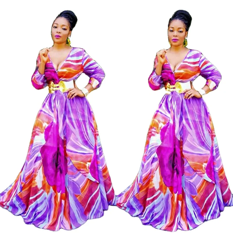 

African Plus size women clothing bulk wholesale clothing latest design floral maxi dress, White pique or customize