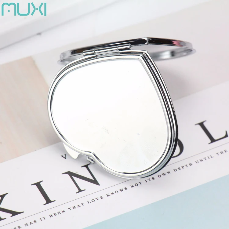 

Wholesale Promotional Small Custom Double-Side Folding Makeup Mirror Mini Compact Metal Pocket Cosmetic Mirror, White