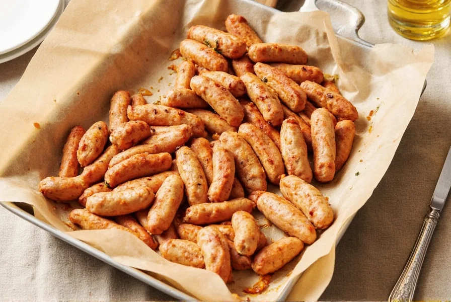 Cooking chicken sausages on a skillet