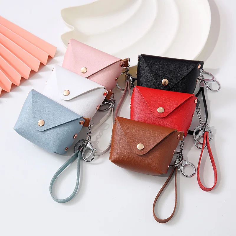 

Promotional Wholesale Custom PU Leather Mini Wallet Bag Keychain Pocket Pouch Bag Coin Purse For Women Ladies Girls, 6 colors