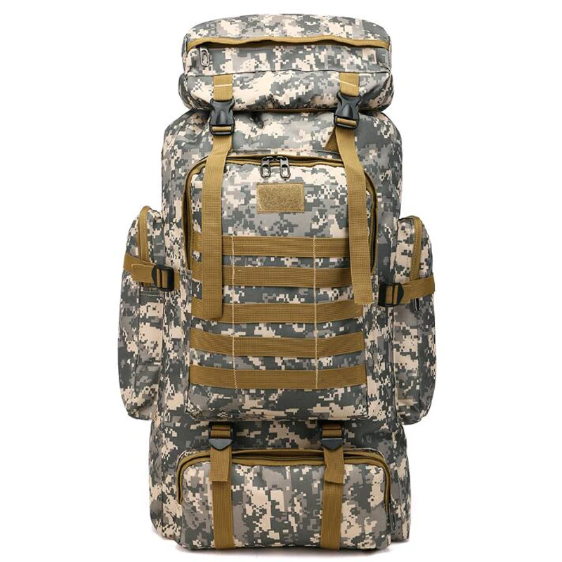 

Wholesale Outdoor Waterproof Hiking Survival 80L Large Army Camouflage Military Tactical Backpack Bag, Pic