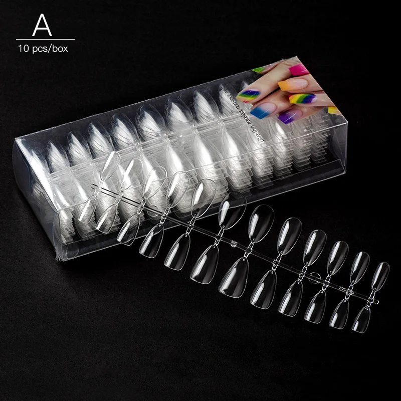 

Hot sale nail wraps 24 strips 10sets transparent nail tip decoration false artificial manicure nail tips