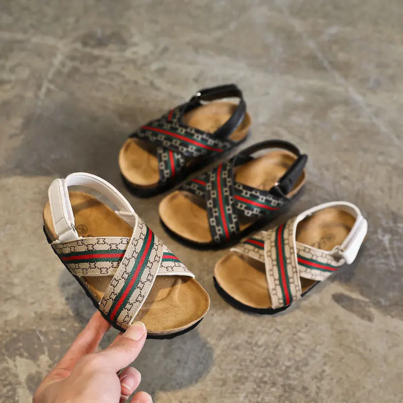 

2022 summer new brand Shoes fashion outdoor children boy Cork fisherman sandal girl non-slip baby Korean beach shoes tide shoe