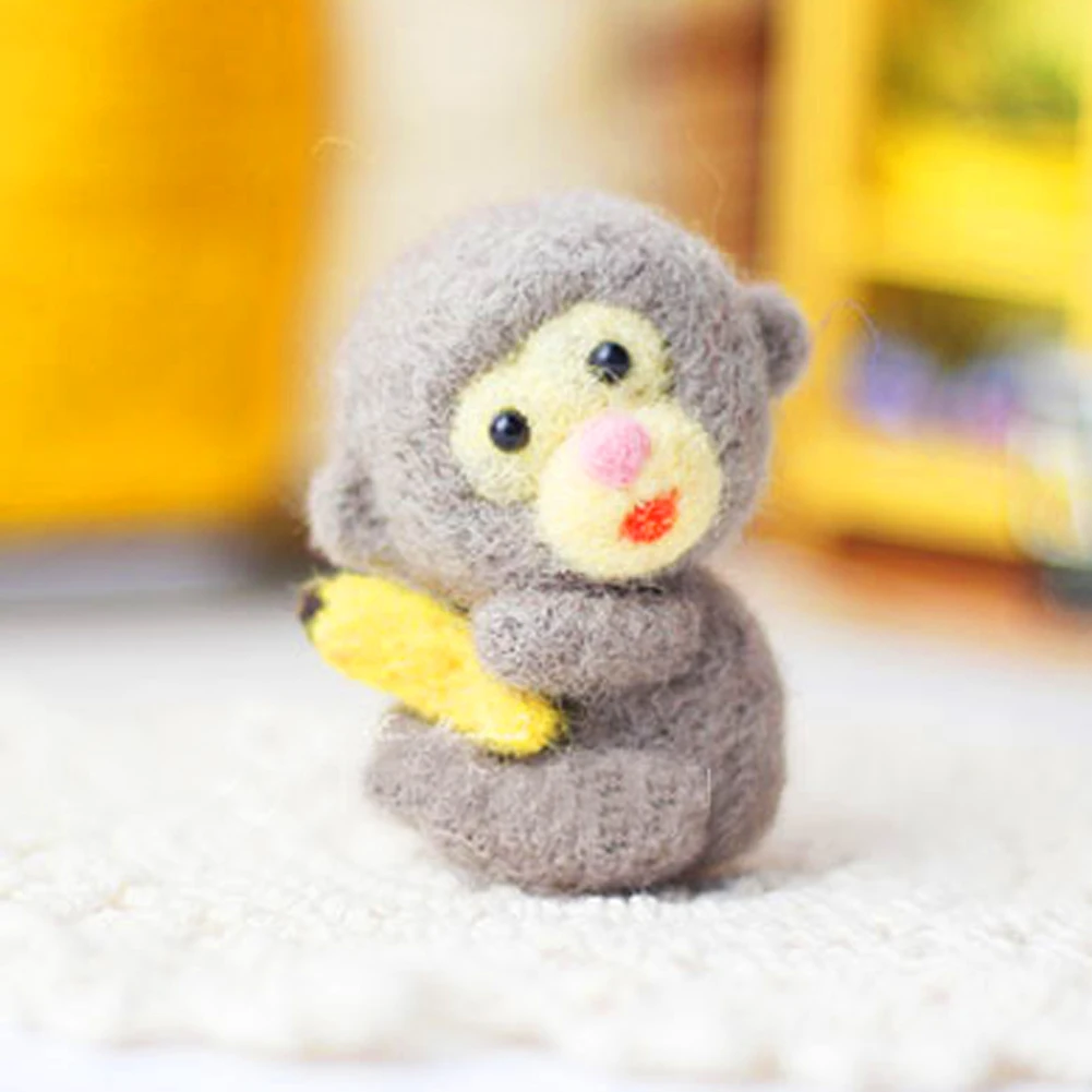 

Monkey Wool Felting Animal Needle Felting Kit for Beginners Needle Felting Animal - English Instruction