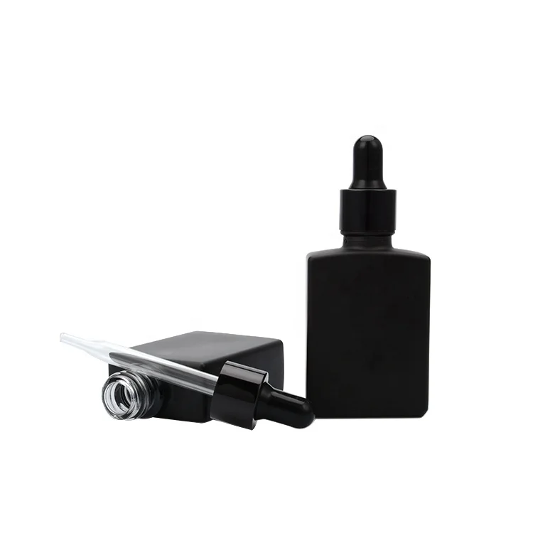 
popular ready to ship packaging dropper bottle frosted glass hair oil black 30ml bottle with dropper 1 oz square dropper bottle 