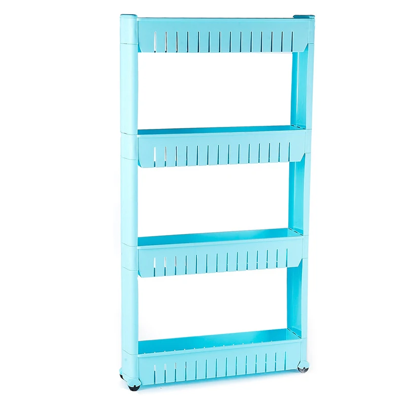 

Plastic storage racks Factory direct sale 4 layers commodity shelf used at gap Narrow space shelving Bathroom shelving