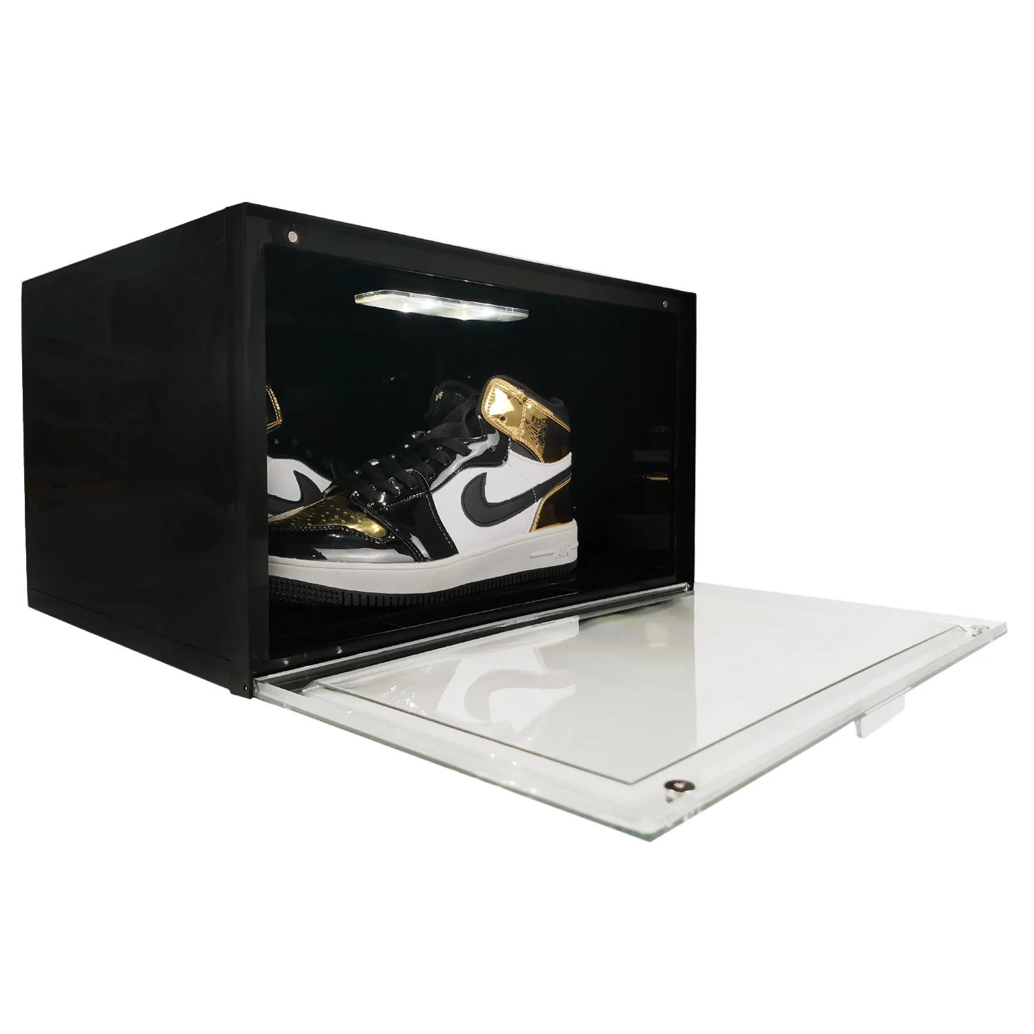 

AJ shoe storage sneaker box with led lights, White,black