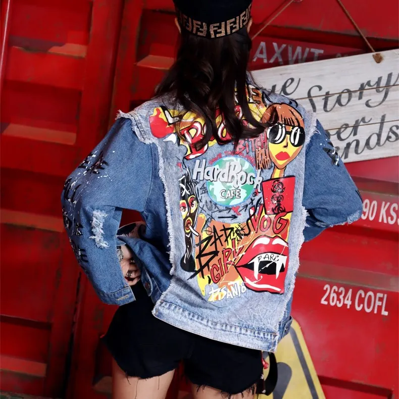 

YIZHIQIU Hip Hop Cool Loose Long Sleeve Wholesale Women Denim Coats And Jackets