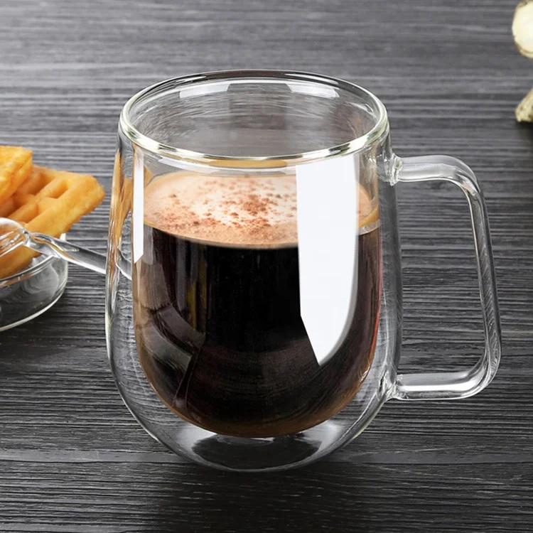 

Wholesale Double Wall Glass Cup With Handle For Tea Espresso, Transparent