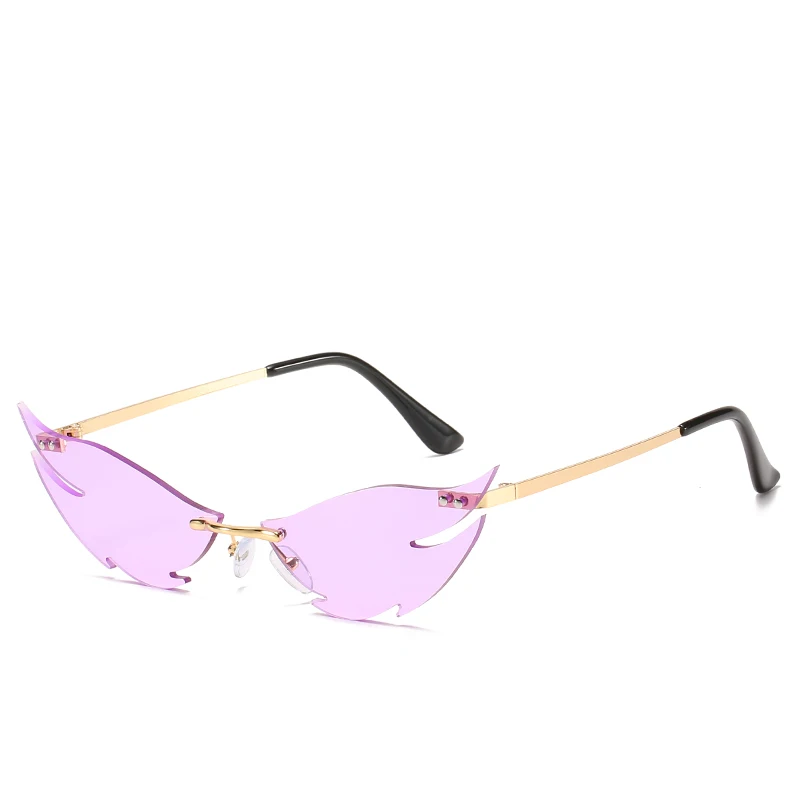 

2020 new arrivals fashion shark sunglasses rimless shades custom designer metal teardrop flame uv400 sun glasses women 77014, Mix color
