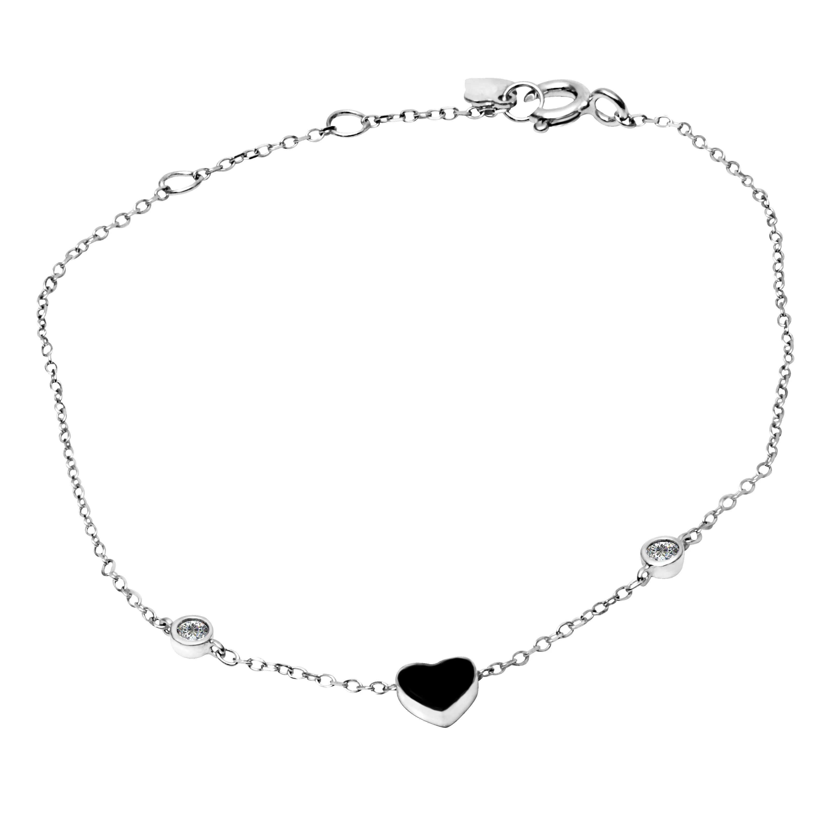 

Minimalist Heart-Shaped Zircon 925 Sterling Silver Lady Charm Bracelet