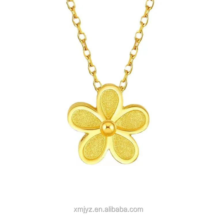 

Certified 999 Pure Gold Cherry Blossom Flower Pendant Gold 3D Hard Gold Necklace Female Tiktok Group Purchase