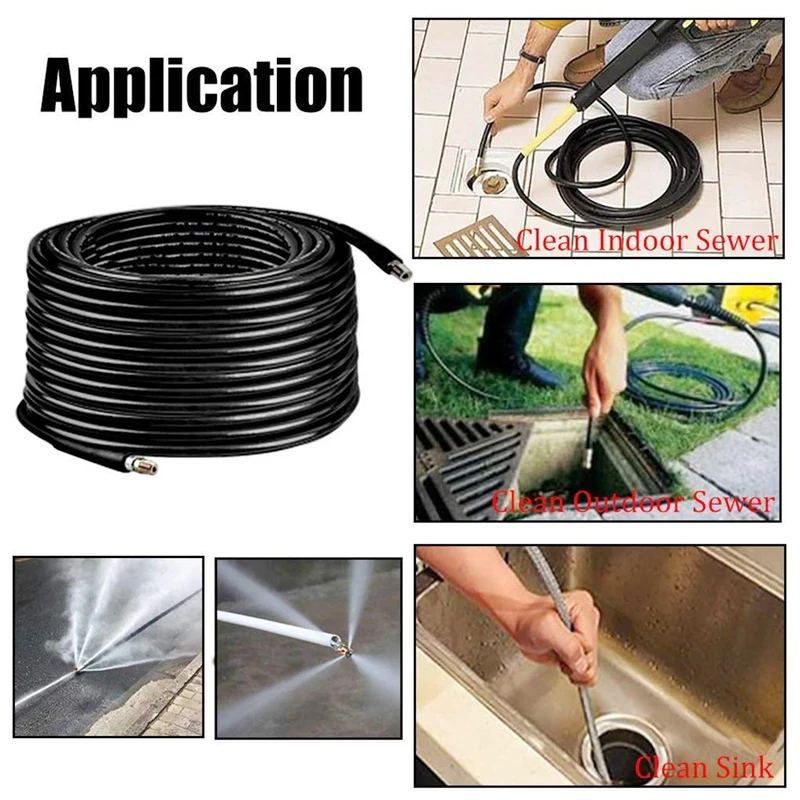 30m Sewer Jetter Hose Pressure Washer Compatible 3000psi Sewer Drain