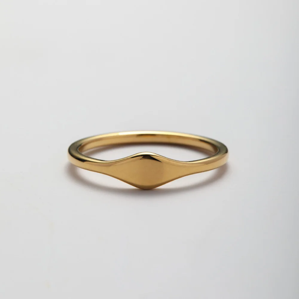YF3570 Fashion Minimalist Waterproof Jewelry 18K Gold Plated Stainless Steel Statement Blank Geometric Ring for Women