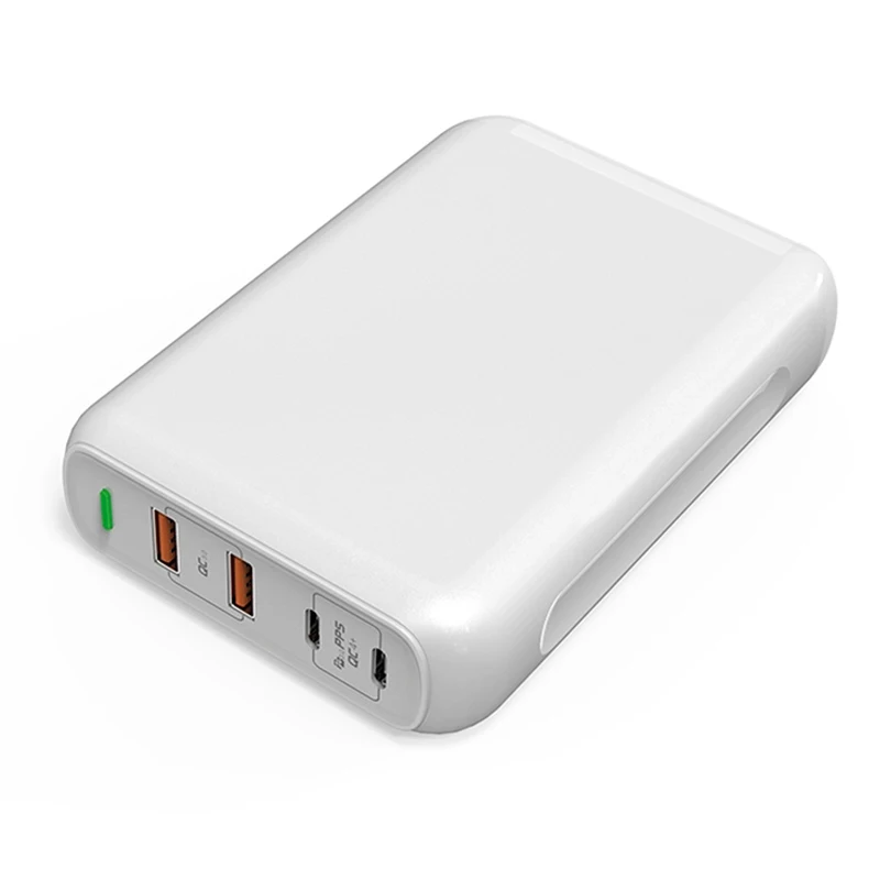 

Portable travel 100W PD charger fast charger 4 ports, Black white