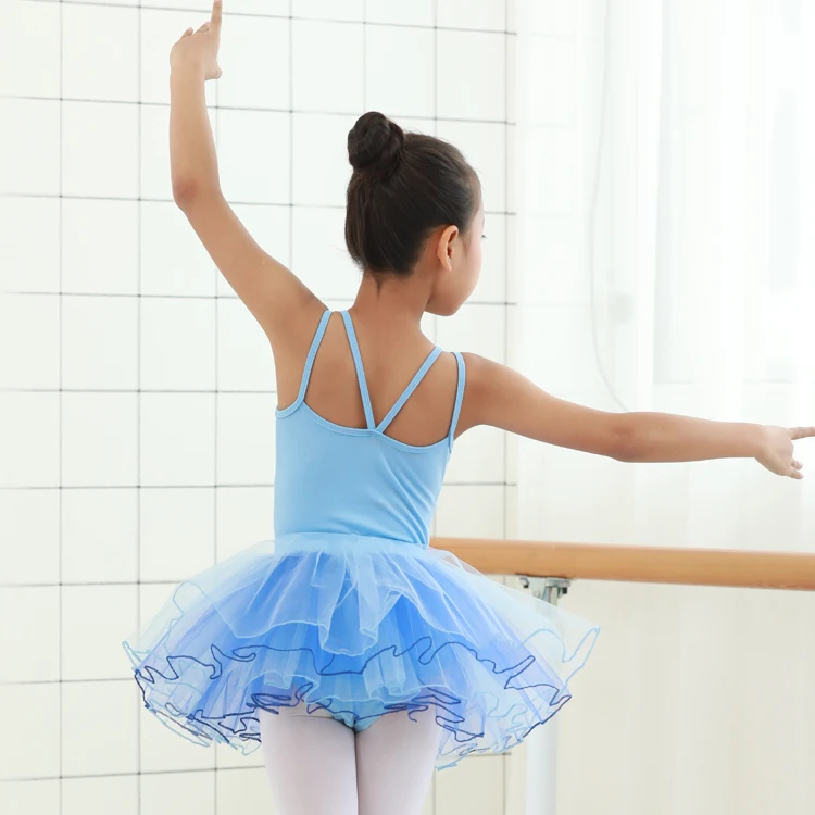 女孩芭蕾舞裙连衣裙儿童体操薄纱绕过紧身衣粉红色黑色芭蕾服装分离