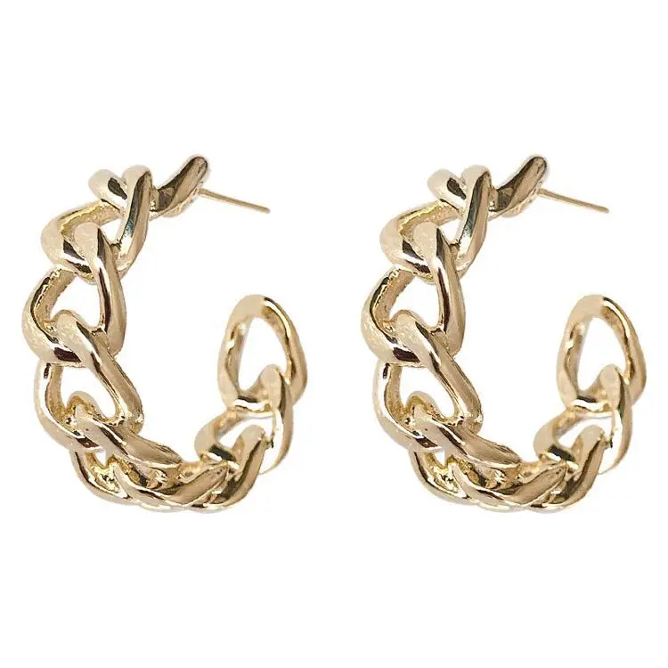 

18K Gold Plated Minimalist Women Jewelry 316L Stainless Steel Hypoallergenic Chunky Thick Hoop Earrings