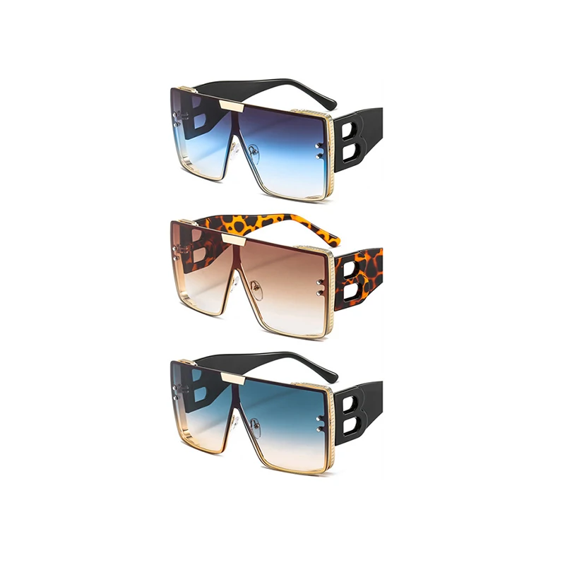 

WIIPU New sunglasses men and women super big square retro black sunglasses women retro rimless sunglasses glasses women