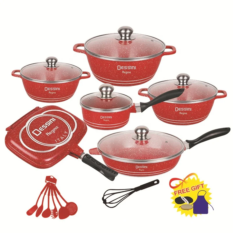 

23 pieces pot soup pot kitchenware pan wok die-cast induction aluminum nonstick cookware sets, Customized color