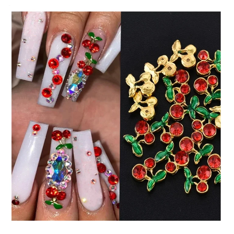 

colorful cherry nail rhinestone accessories charms 3d kawaii metal nail charms
