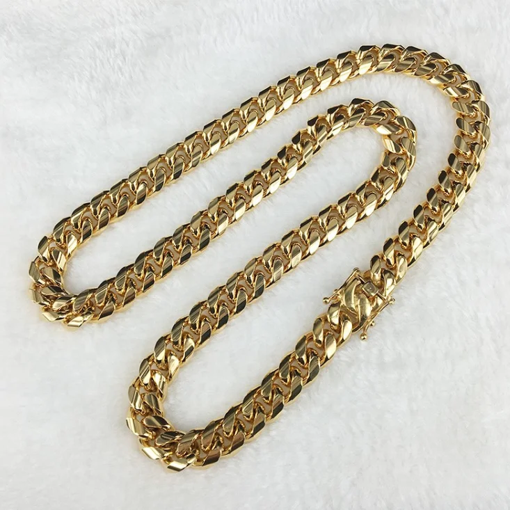 

Stock Sale 12mm 22K China Cheap Heavy Gold Mens Miami Cuban Link Chains, 22 k gold