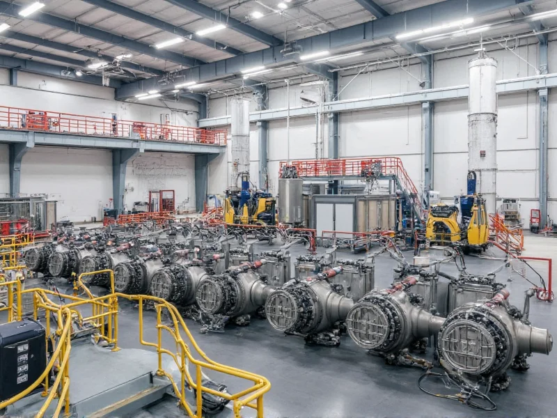 Professional rocket engine testing facility with safety barriers