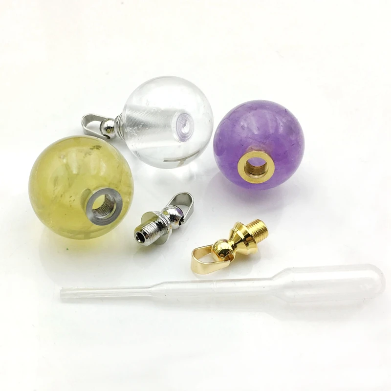 

Natural rock Crystals perfume bottle amethyst citrine ball pendant necklace Essential Oils air Freshener Magical vial pendant, Multi