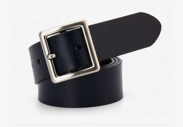 square buckle leather belt