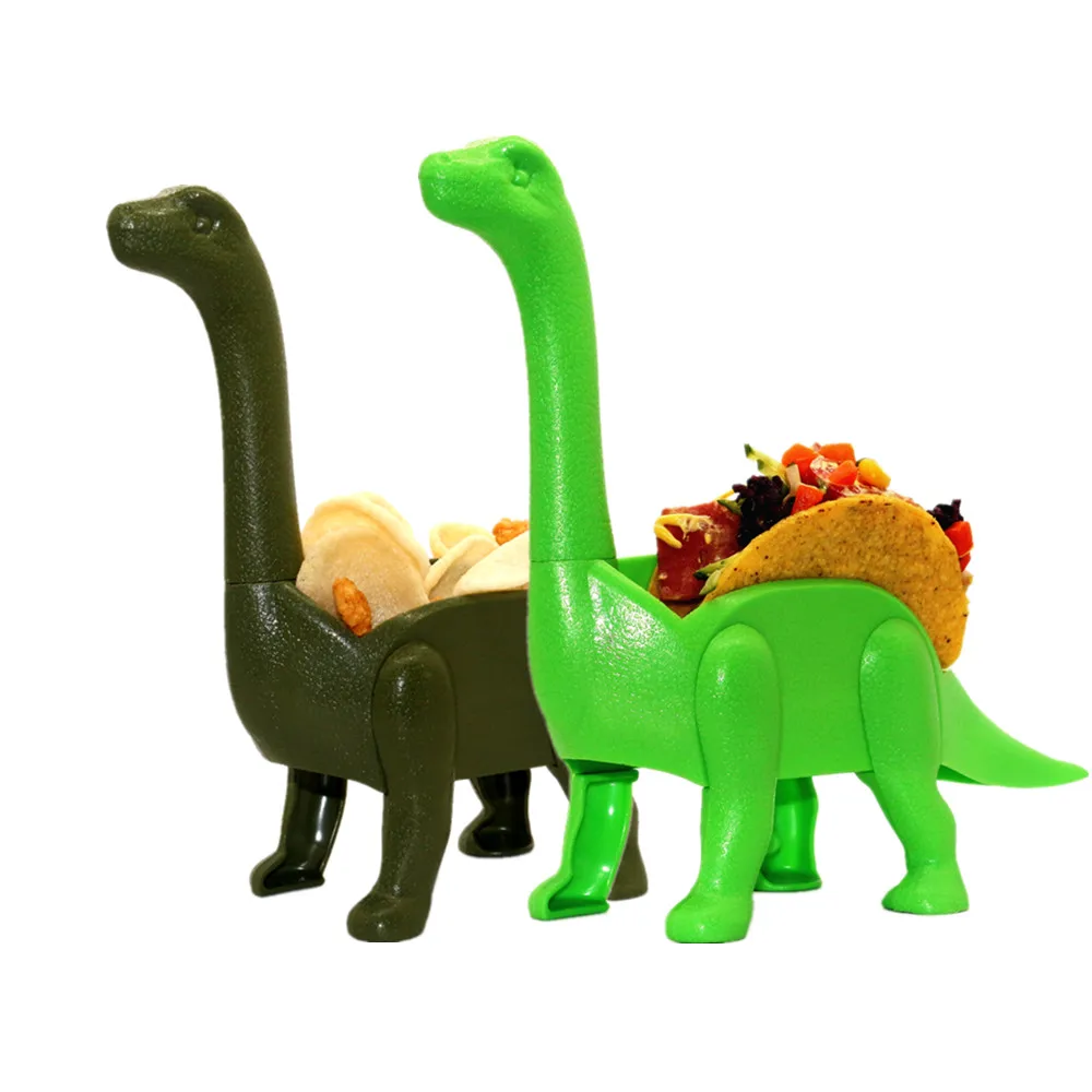 

CHRT Wuxi Colorful Dinosaur 2-pack Taco Holder Plate Mexucan Plates, Army-green and light-green