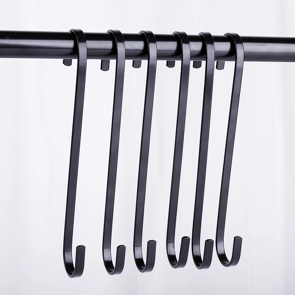 Bulk 20cm Long Black Color S Shaped Metal Hook For Hanging Accessories