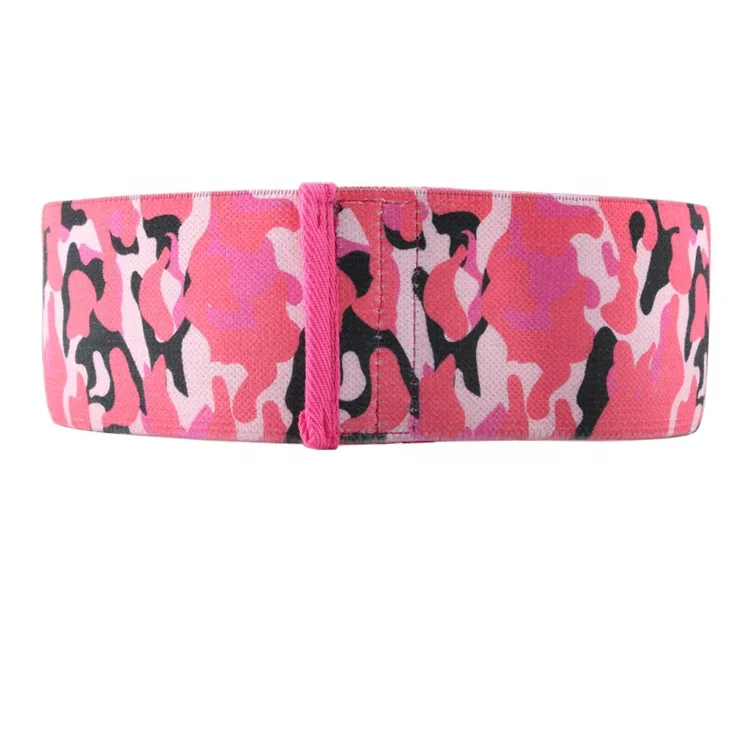 

Custom logo Squat resistance anti-slip elastic beauty buttock stripe ring tension hip band belt HT-017, Camouflage pink fitness training resistance bands