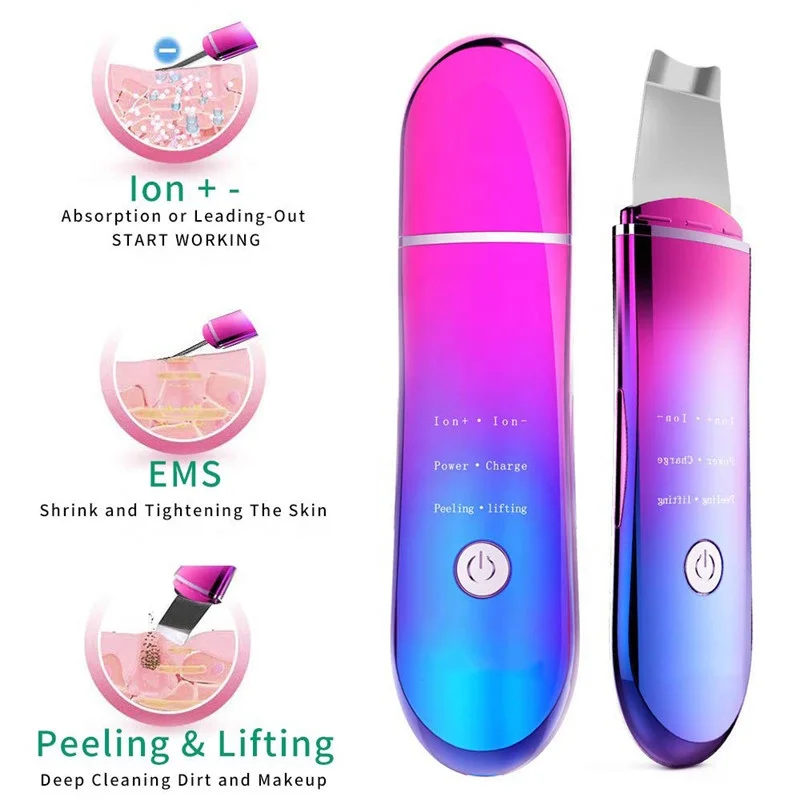 

Portable skin care scrubber face skin scrubber spatula skin scrubber silicone head 2021 latest design, Green/blue