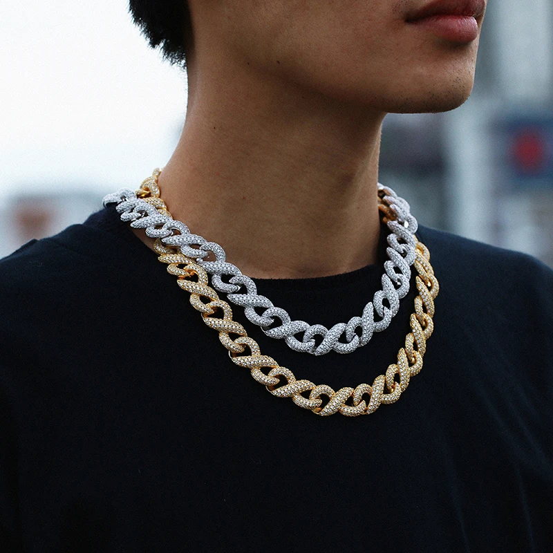 

New Brass 16mm Prong Cuban Link Chain Choker Iced Out Necklace For Men Fashion Jewelry