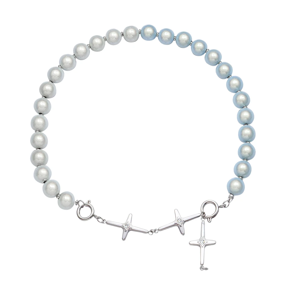 

Hot Sale New Pearl Stainless Steel Cross Necklace for Women, Silver color