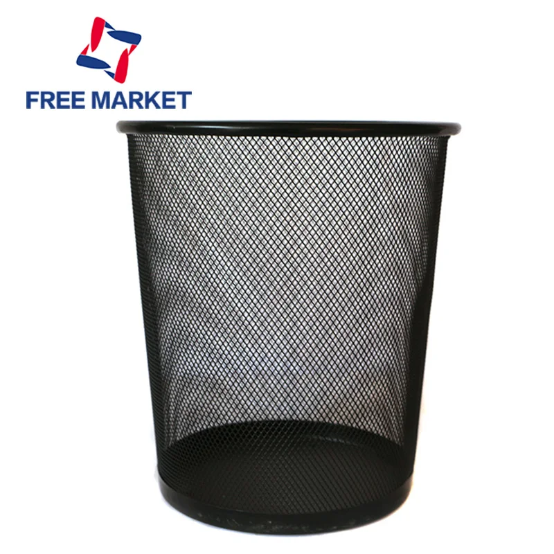 

high quality wire mesh metal waste bin indoor trash waste basket, Black