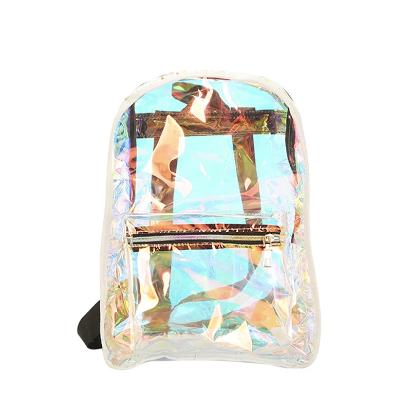 

2022 Minimalist Student Schoolbag transparent Woman Fashion Laser Holographic Backpack For Girls Stylishs Jelly Backpack, White/black