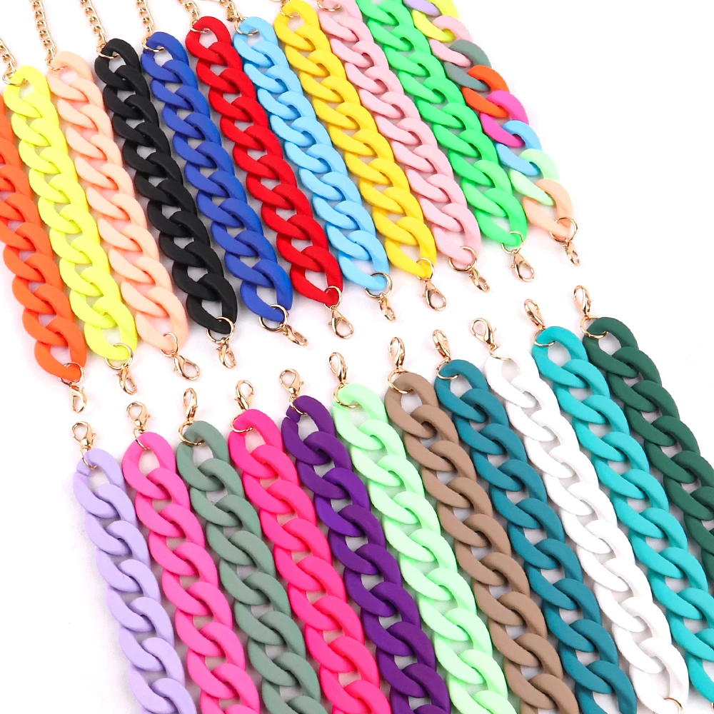 Hot Selling Bohemia Casual Geometric Resin Bracelet Multi Color U Shape Acrylic Long Link Chain Bracelet for Women Party Jewelry