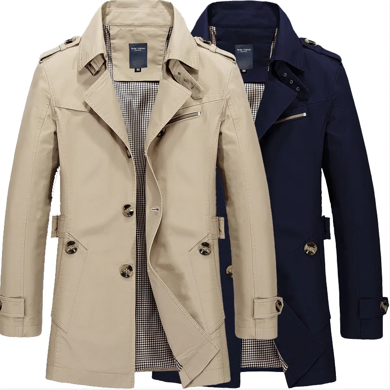 

Casual Work Clothes Plus Size Spring Autumn Outdoor Pure Cotton Medium And Long Coat OEM Men's Jackets