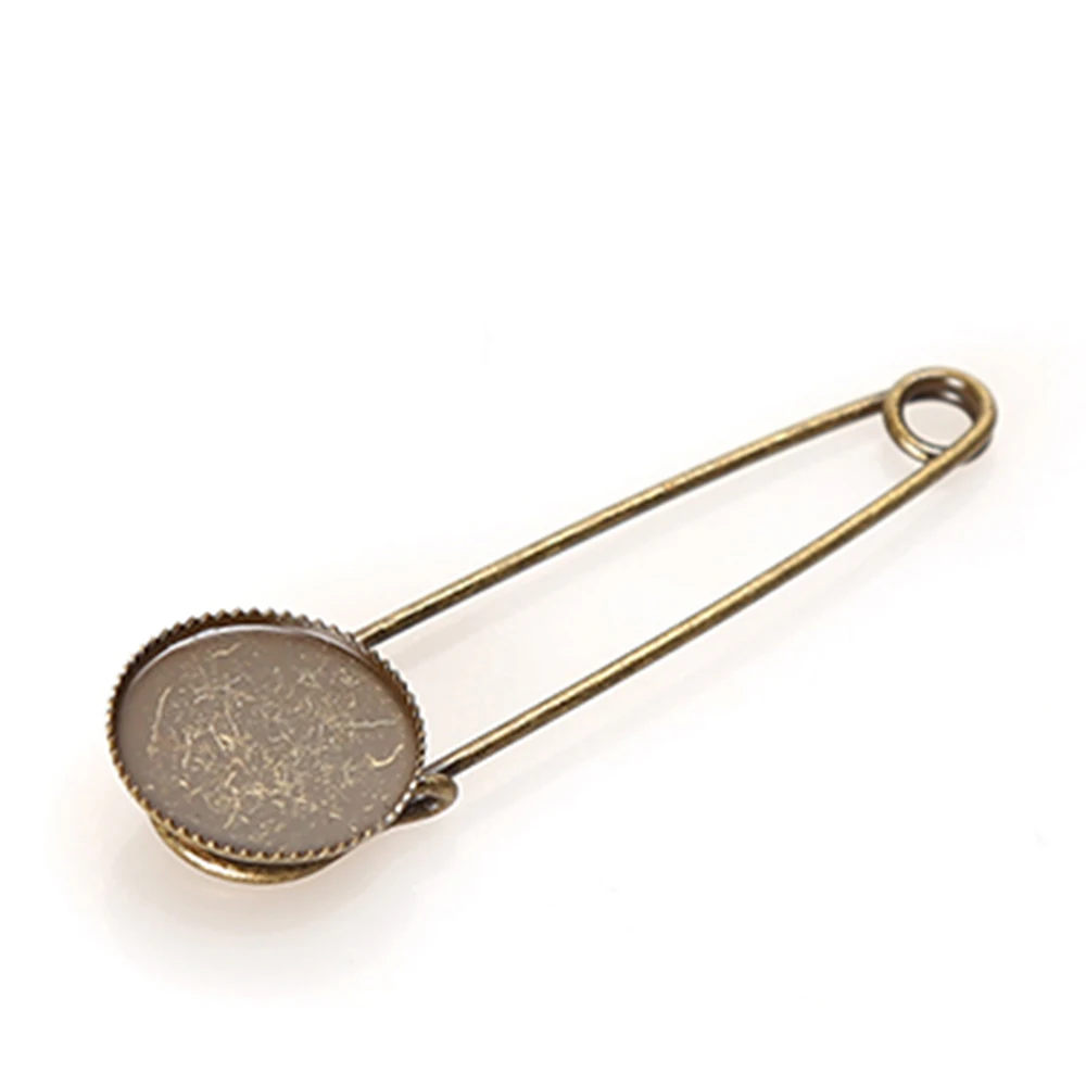 70mm Iron Brooch Accessory Pin Backs Bronze Blank Round Bezel Brooch