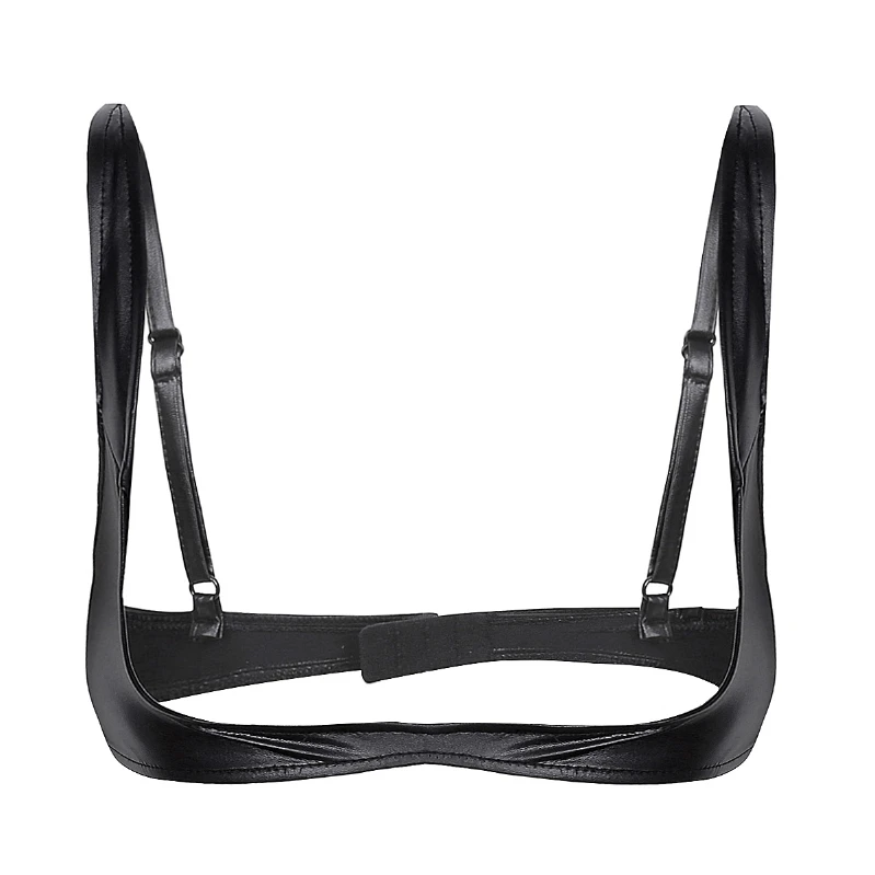 

Low Price Black Gothic Lingerie Erotic Leather Cupless Harness Bra Top For Womens Ladies