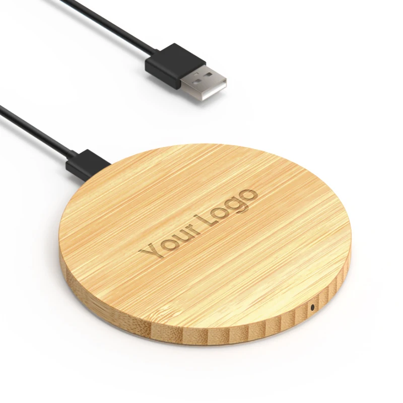 

Universal Qi Wireless Charger With LED Light For iPhone Samsung Mobile Phone Wireless Phone Chargers Bamboo