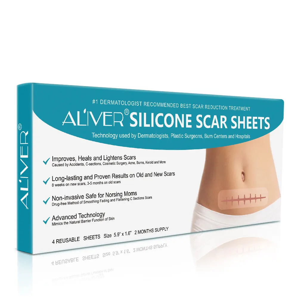 

ALIVER 4Strips Silicone Scar Removal Gel Sheets Scar Patch for Old Scars