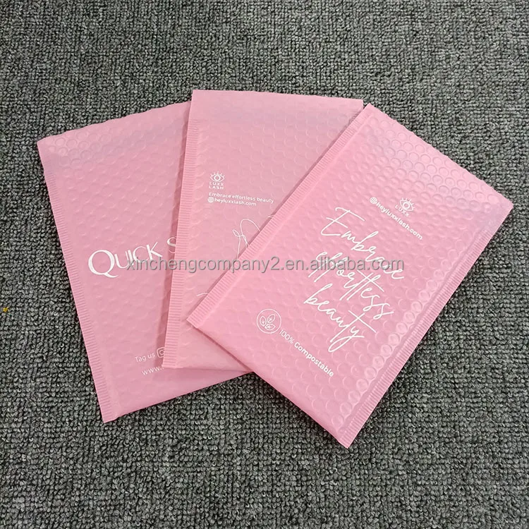 

Customized logo ECO friendly packaging bag poly mailer pink bubble envelope mailing bags