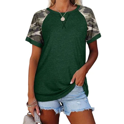 

Summer Camouflage Print T Shirt Custom Women T Shirt, Customized color