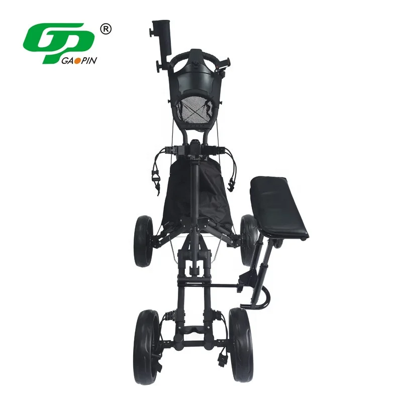 

Golf Push Cart 4 Wheel Golf Push Cart Folding New Golf Pull Trolley with Seat Foot Brake and Drink Holder Umbrella, Customerized