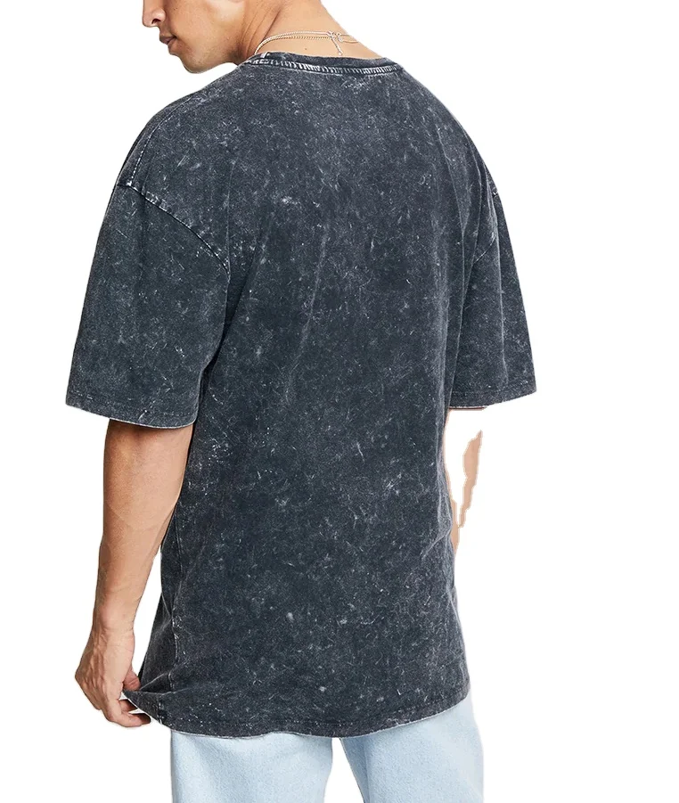 

new fashion Vintage Black Printed t shirt Acid Wash crewneck causal men t Shirts