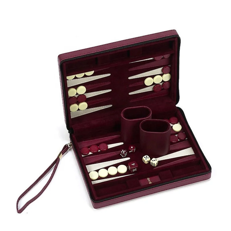 

stock leather wooden chess board box packaging luxury leather chess set wooden, Black color